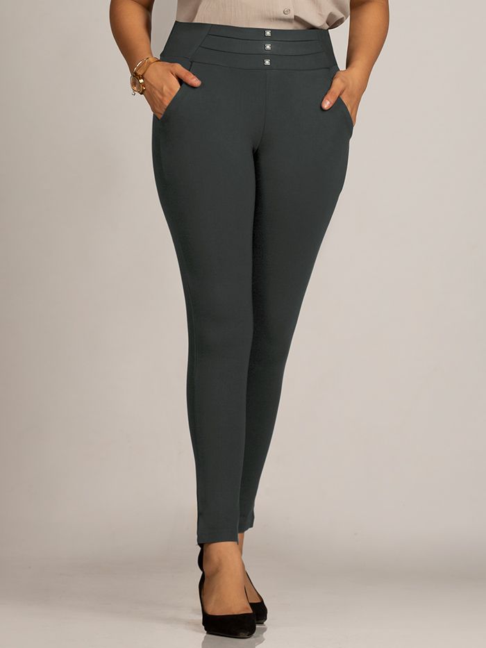 Buy Dark Grey Triple Buttoned Skin Fit Women Jeggings Online in