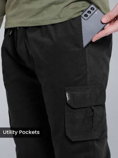 Black Heavy Gauge Cargo Joggers Black Heavy Gauge Cargo Joggers
