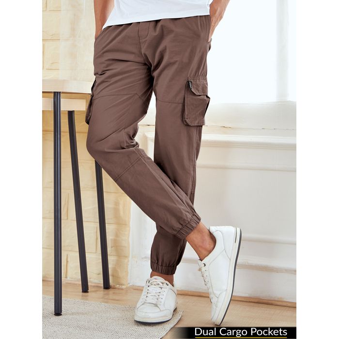 Buy Caramel Brown Dual Pocket Cargo Joggers Online in India Beyoung