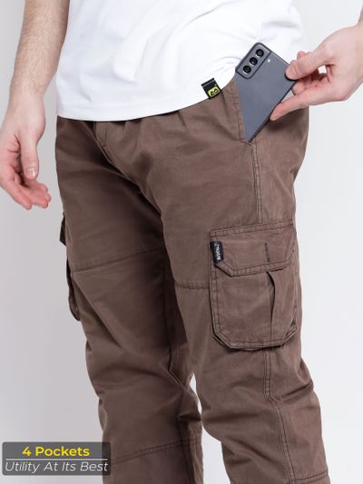 Caramel Brown Heavy Gauge Cargo Joggers