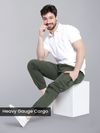 buy green cargo joggers for men in cotton twill lycra with 4 pockets outdoor-ready, 