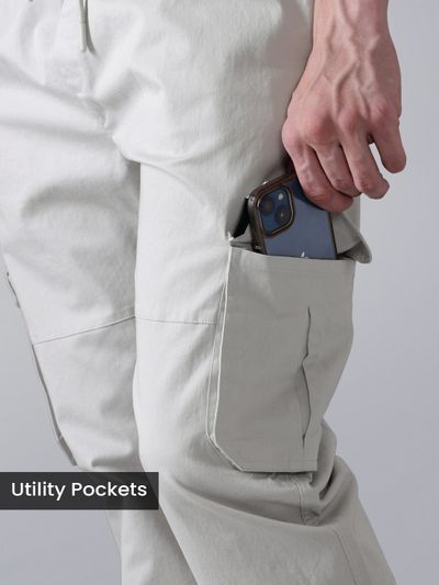 Pale Grey Heavy Gauge Cargo Joggers Pale Grey Heavy Gauge Cargo Joggers