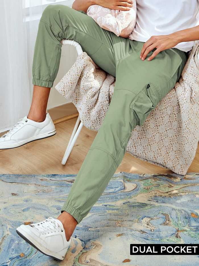 Men's Joggers Cargo Pants with Zipper Pockets Casual Gym Basketball Bottom  Joggers with Belt Loop Brown – PULI