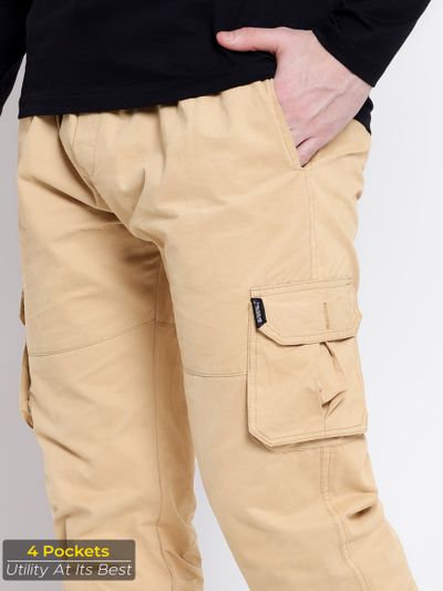 Tan Yellow Dual Pocket Cargo Joggers