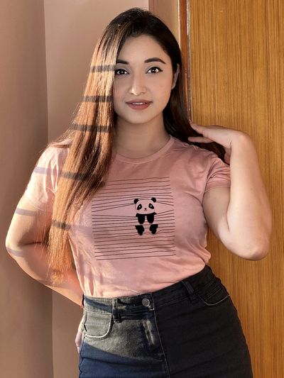 Buy Peeping Panda Printed Half Sleeves T-Shirt Online In India- Beyoung