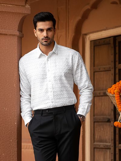 White Fur Wave Textured Shirt White Fur Wave Textured Shirt