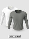 Pack of 2-Plain Full Sleeve T-shirt Combo White And Space Grey