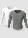 Pack of 2-Plain Full Sleeve T-shirt Combo White And Space Grey