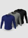 Pack of - 3 Plain Full Sleeve T-shirt Combo Navy Blue,Black,Space Grey