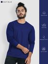 Pack of - 3 Plain Full Sleeve T-shirt Combo Navy Blue,Black,Space Grey