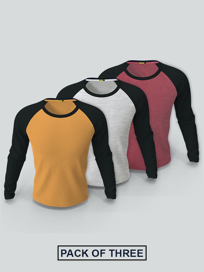 3 Raglan Full Sleeves T-shirt Combo 