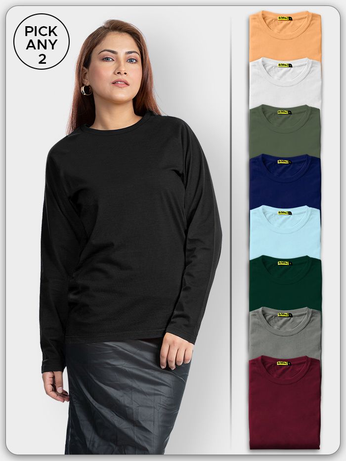 Buy Pick Any Women Plain Full Sleeve T-shirt Combo