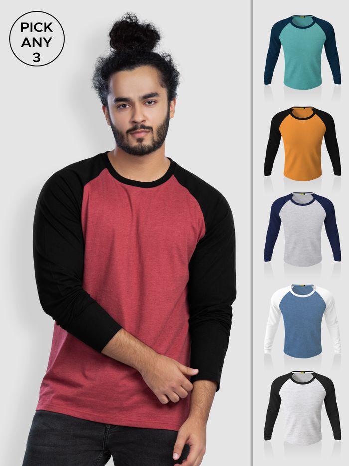 Buy Pick Any 3 - Raglan Full Sleeves T-shirt Combo