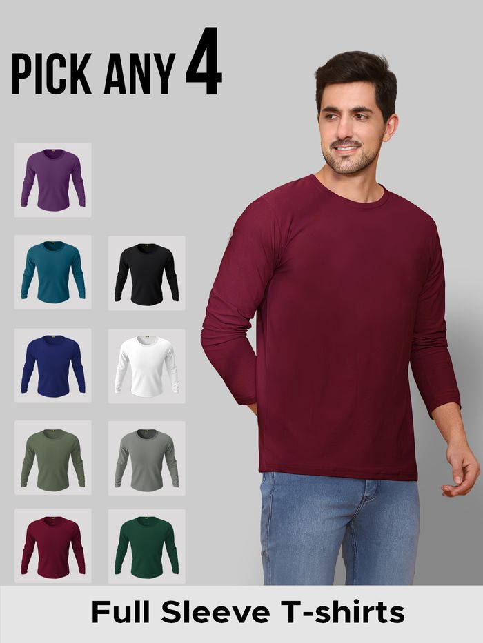 Full sleeve t shirts with collar combo on sale