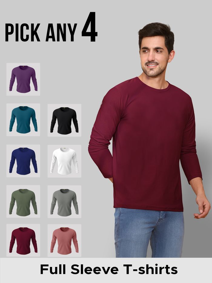 Buy Men s Pick Any 4 Full Sleeve T Shirts Beyoung