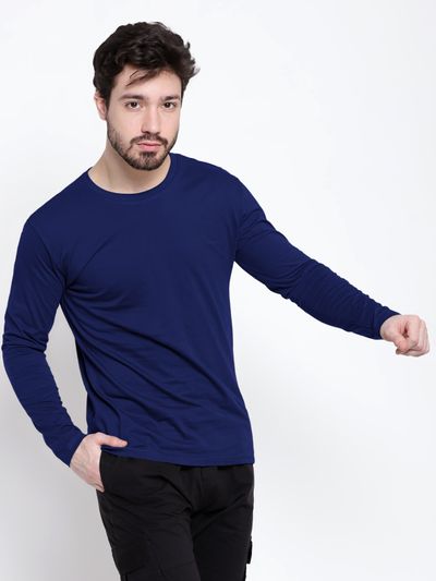 Blue Long Sleeves T-shirts for Men 