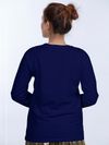 Plain Navy Blue Women Full Sleeves T-shirt