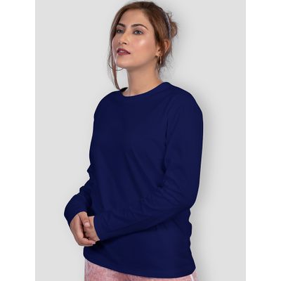Plain Navy Blue Ladies Long T Shirts, 