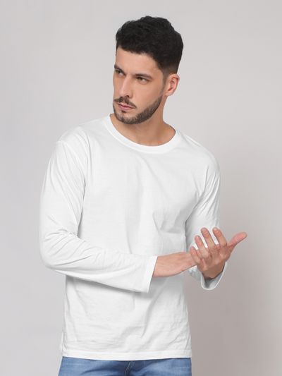 Plain White Full Sleeves T-shirts Men's Clothing Stores