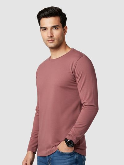 Plain Mauve Glow Full Sleeves T-shirt Plain Mauve Glow Full Sleeves T-shirt
