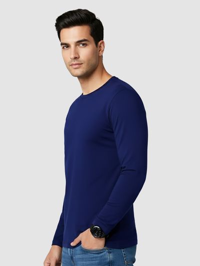 Plain Navy Blue Full Sleeves T-shirt Plain Navy Blue Full Sleeves T-shirt