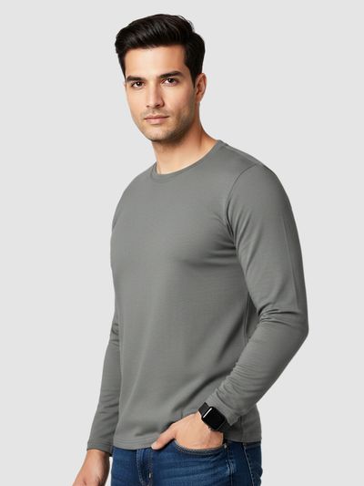 Plain Space Grey Full Sleeves T-shirt Plain Space Grey Full Sleeves T-shirt