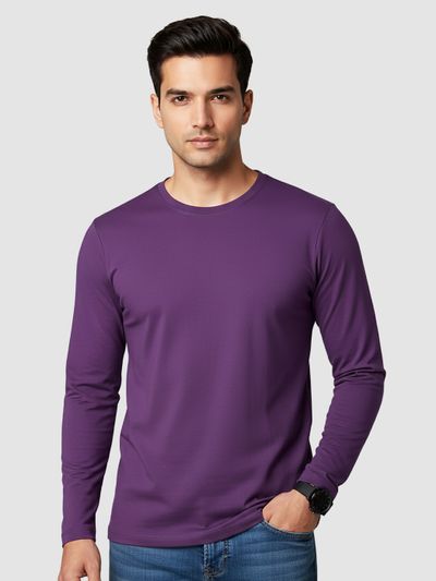 Plain Violet Full Sleeves T-shirt best full sleeve t shirt brand in india,