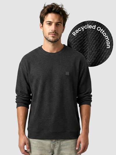 Melange Black Oversized Ottoman Sweatshirt