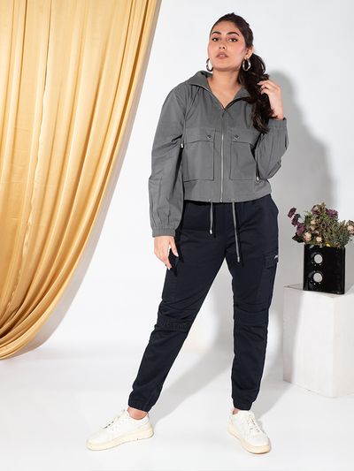 Grey cotton 2025 jacket women's