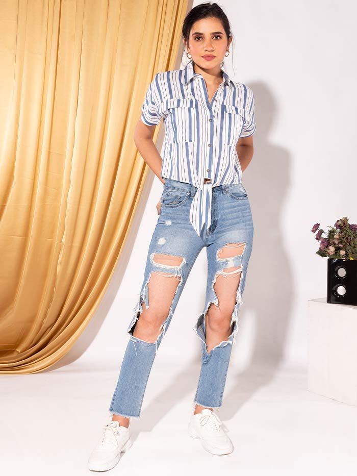 Jeans half shirt best sale online