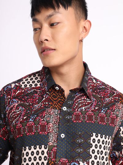 Multicolor Patchwork Hawaiian Shirt Buy hawaiian beach shirts india,