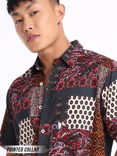 Multicolor Patchwork Hawaiian Shirt Multicolor Patchwork Hawaiian Shirt