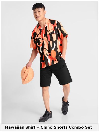 Hawaiian Shirt + Chino Shorts Combo Set Hawaiian Shirt + Chino Shorts Combo Set