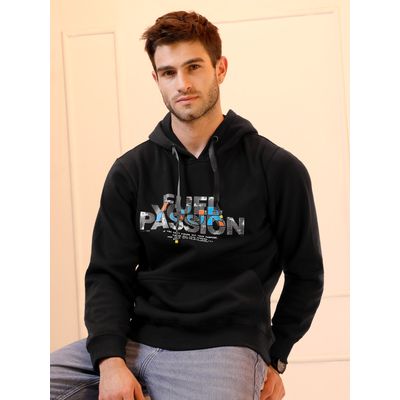 Black Printed Hoodie for Men