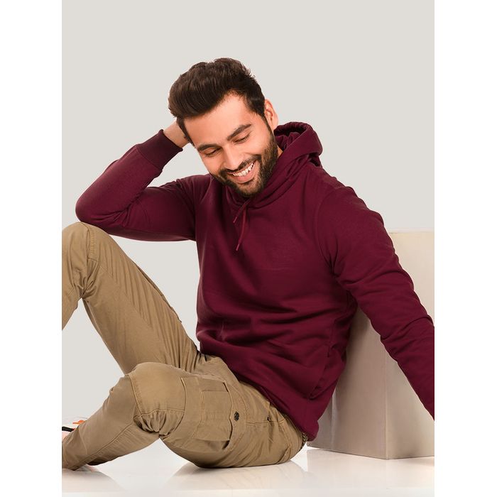 Buy Plain Burgundy Hoodies for Men Online India Beyoung