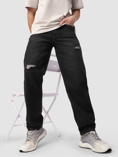 Black Distressed Baggy Fit Jeans Black Distressed Jeans for Men