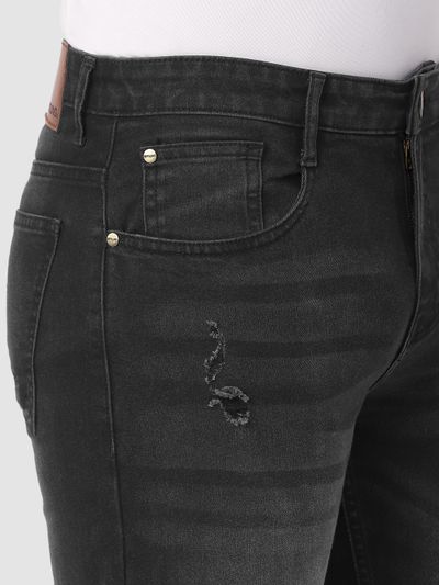 Black Distressed Regular Fit Jeans Black Distressed Regular Fit Jeans