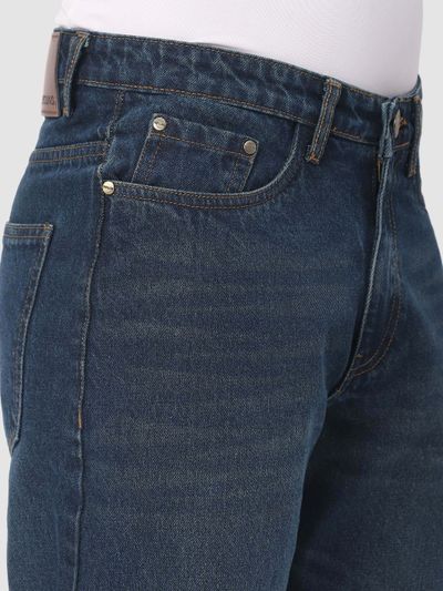 Dark Blue Distressed Baggy Fit Jeans Dark Blue Distressed Baggy Fit Jeans