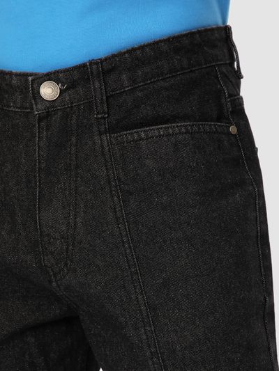 Black Cut and Sew Baggy Fit Jeans
