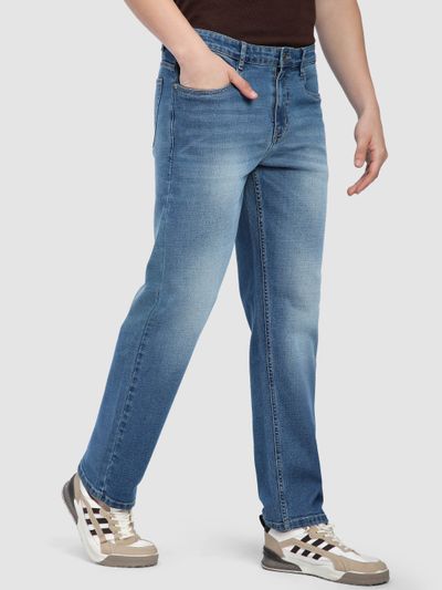 Soft Blue Raw Regular Fit Jeans