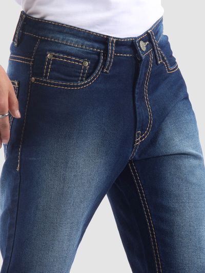 Dark Blue Saddle Stitch Bootcut Jeans Dark Blue Saddle Stitch Bootcut Jeans