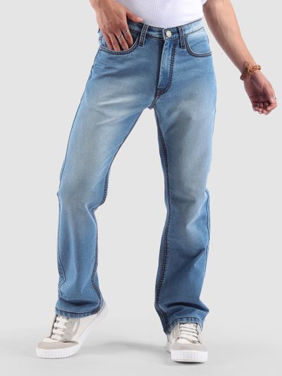 Soft Blue Saddle Stitch Bootcut Jeans Soft Blue Saddle Stitch Bootcut Jeans