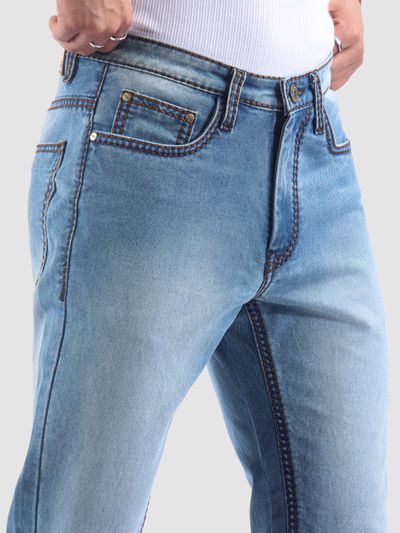Soft Blue Saddle Stitch Bootcut Jeans Soft Blue Saddle Stitch Bootcut Jeans