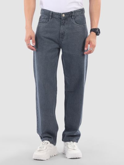 Grey Over Dyed Baggy Fit Jeans