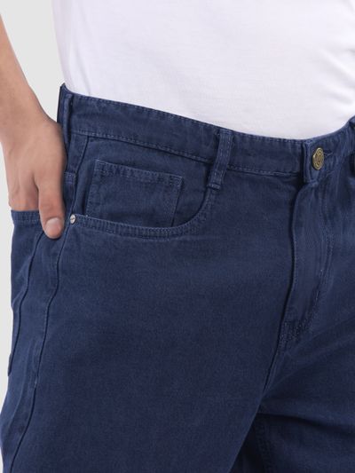 Indigo Blue Over Dyed Baggy Fit Jeans