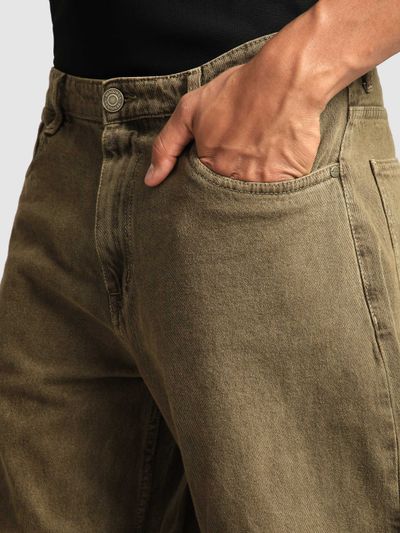 Tinted Brown Over Dyed Baggy Fit Jeans