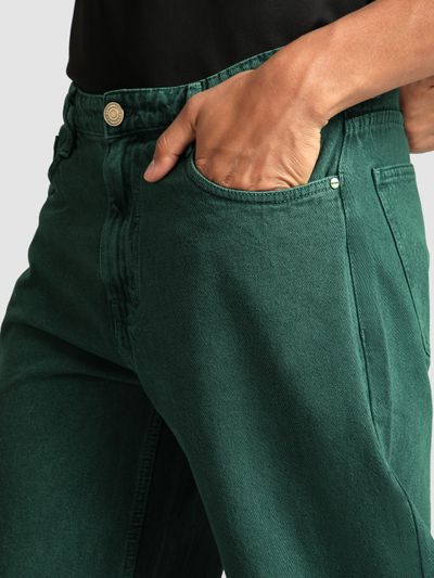 Tinted Green Over Dyed Baggy Fit Jeans