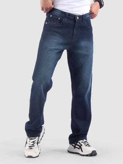 Dark Blue Spray Washed Regular Fit Jeans Dark Blue Spray Washed Regular Fit Jeans
