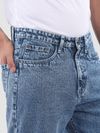 Ice Blue Cloud Wash Mid Rise Baggy Fit Jeans