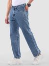 Ice Blue Cloud Wash Mid Rise Baggy Fit Jeans